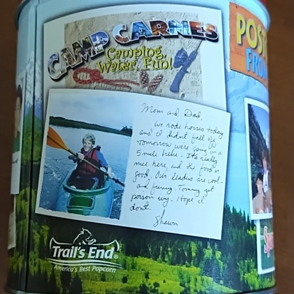 Distressed Metal Tin Camp Outdoor Fun Boating Fishing Summer Memorabilia Rustic